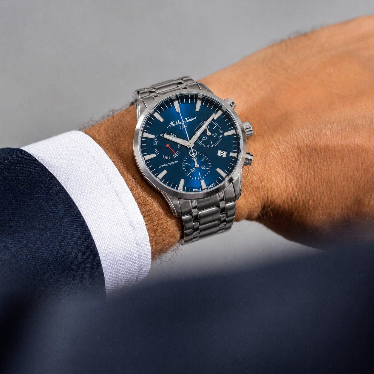 Mathey-Tissot Swiss Made Quartz Blue Dial Analog Watch - Gents H197CHABU