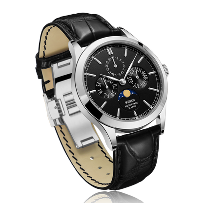 ZEROO C1 CLASSIC MOON PHASEQUARTZ WATCH FOR GENTS - ZC001SBK