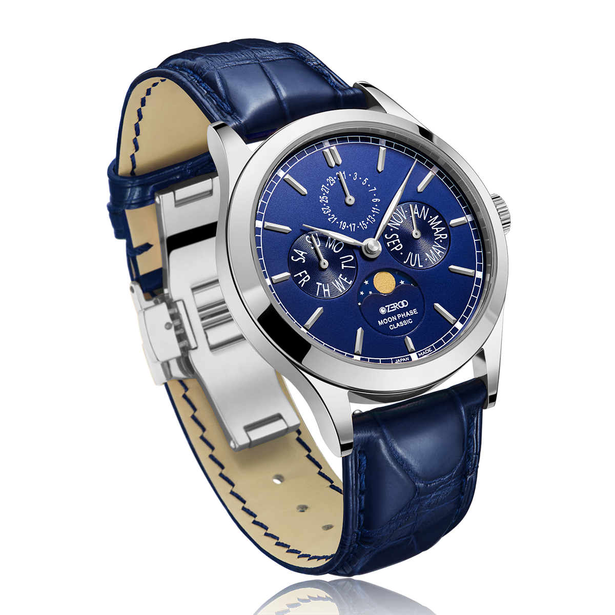 ZEROO C1 CLASSIC MOON PHASEQUARTZ WATCH FOR GENTS - ZC001SBL