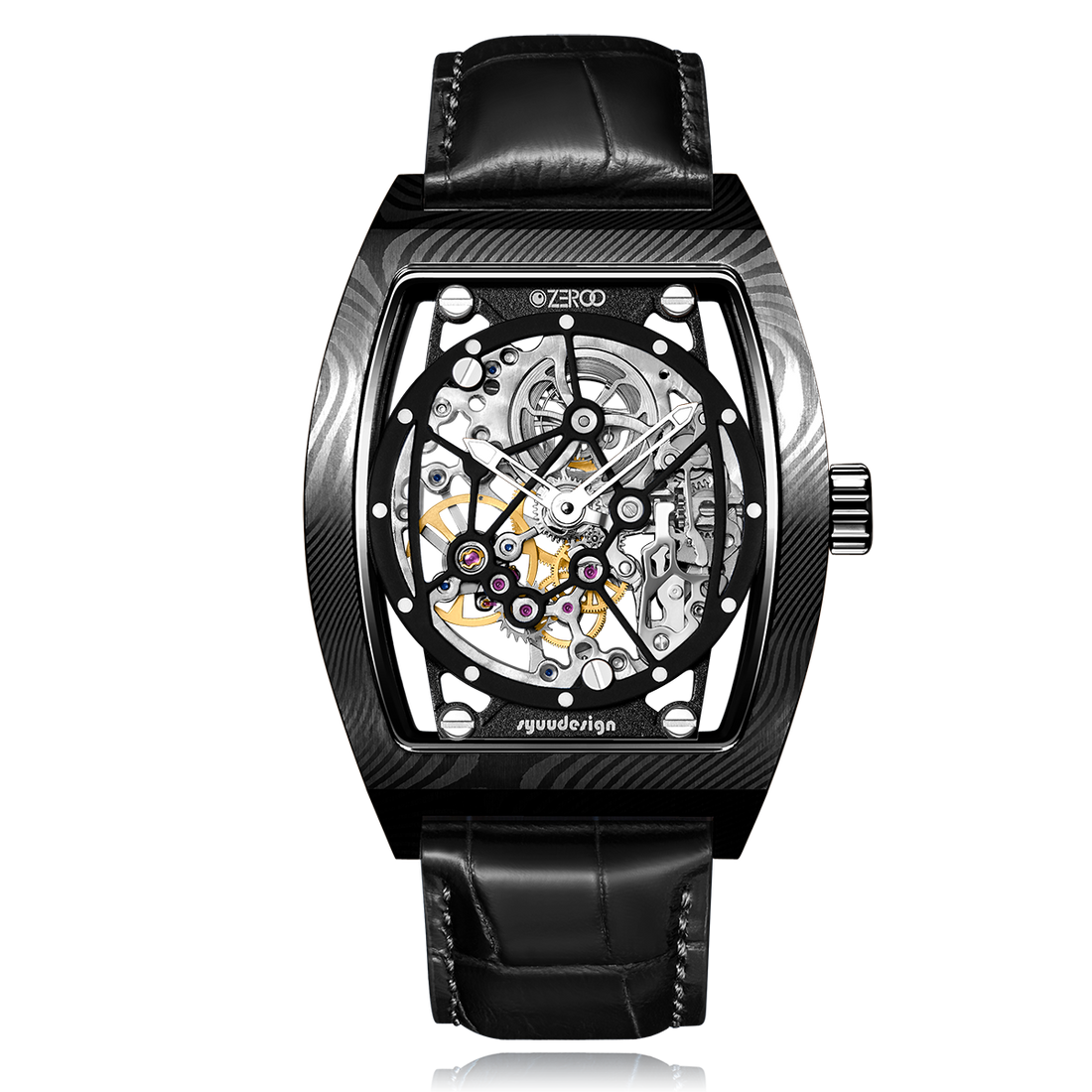 ZEROO M1D Damascus Steel THE AURIGA SKELETON MECHANICALAUTOMATIC WATCH FOR MEN - ZM001DBBK