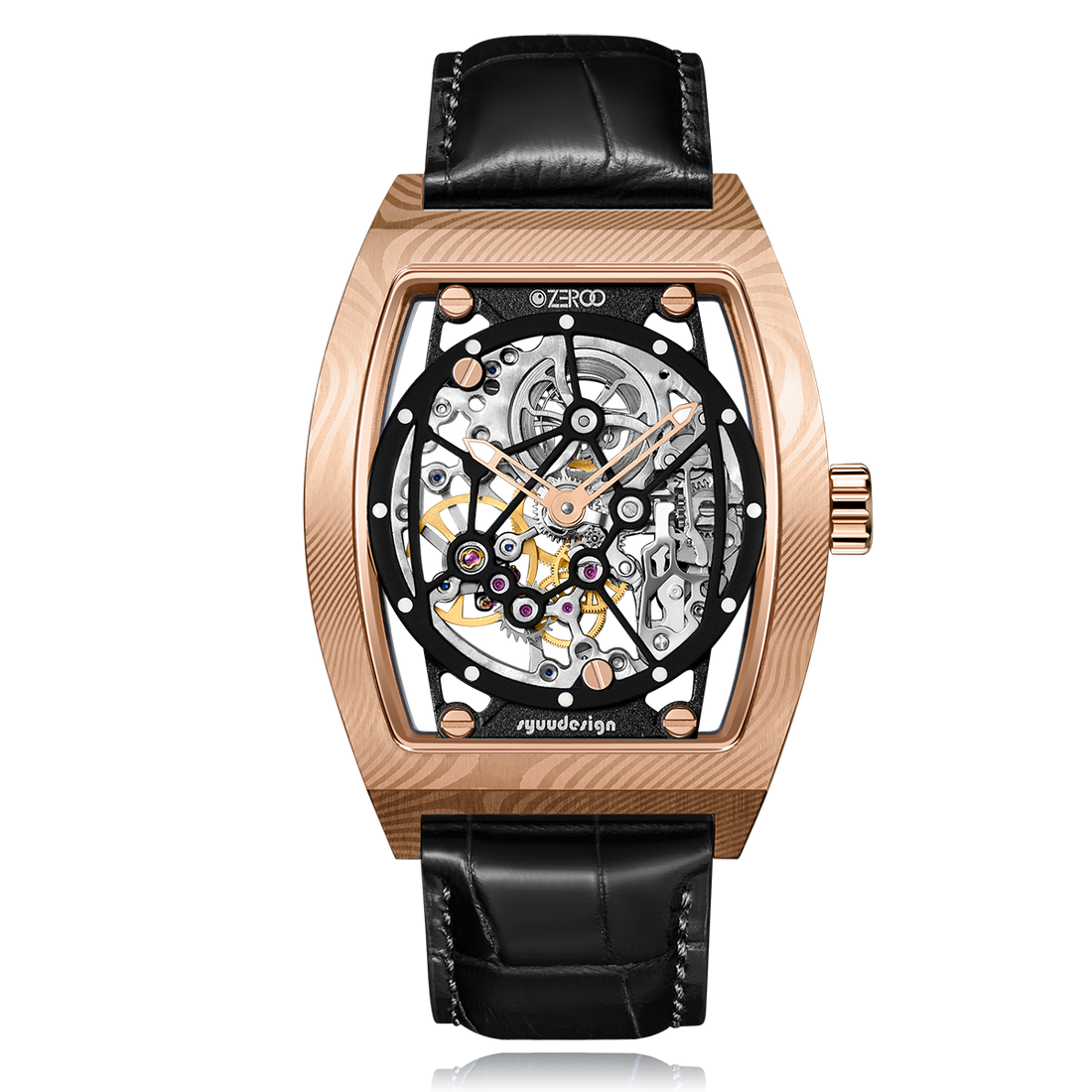 ZEROO M1D Damascus Steel THE AURIGA SKELETON MECHANICALAUTOMATIC WATCH FOR MEN - ZM001DRBK