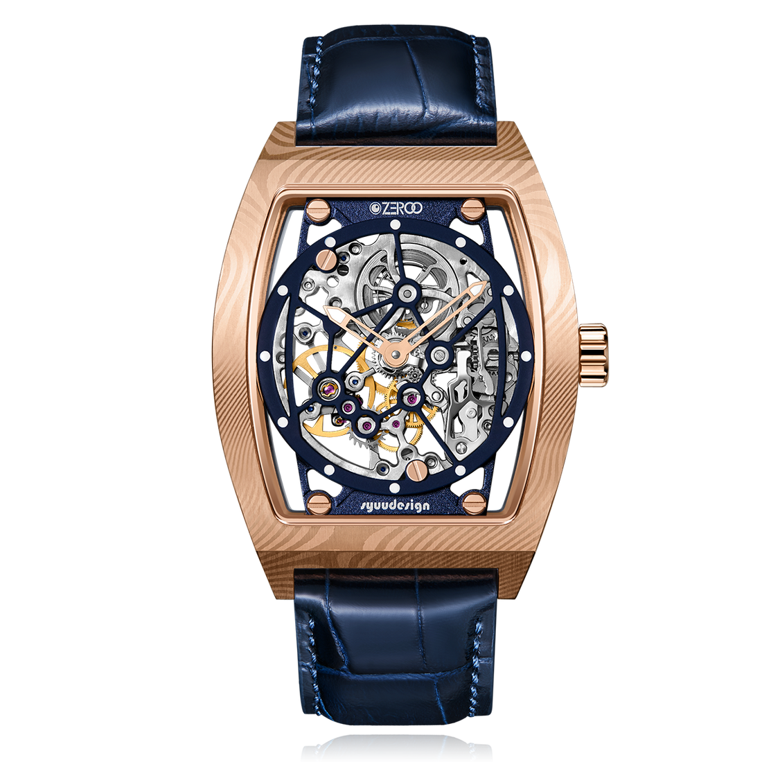 ZEROO M1D Damascus Steel THE AURIGA SKELETON MECHANICALAUTOMATIC WATCH FOR MEN - ZM001DRBL