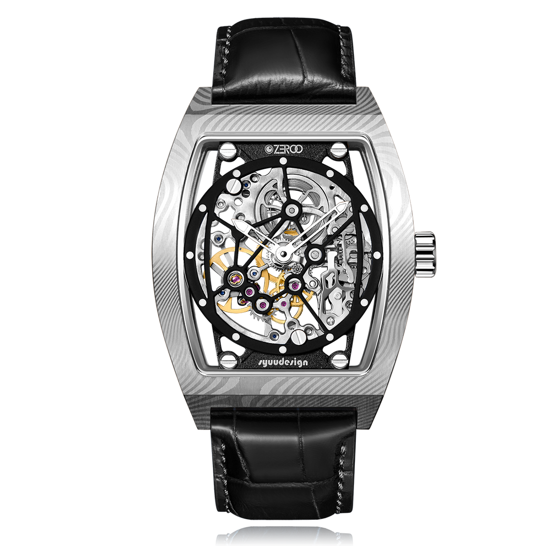 ZEROO M1D Damascus Steel THE AURIGA SKELETON MECHANICALAUTOMATIC WATCH FOR MEN - ZM001DSBK