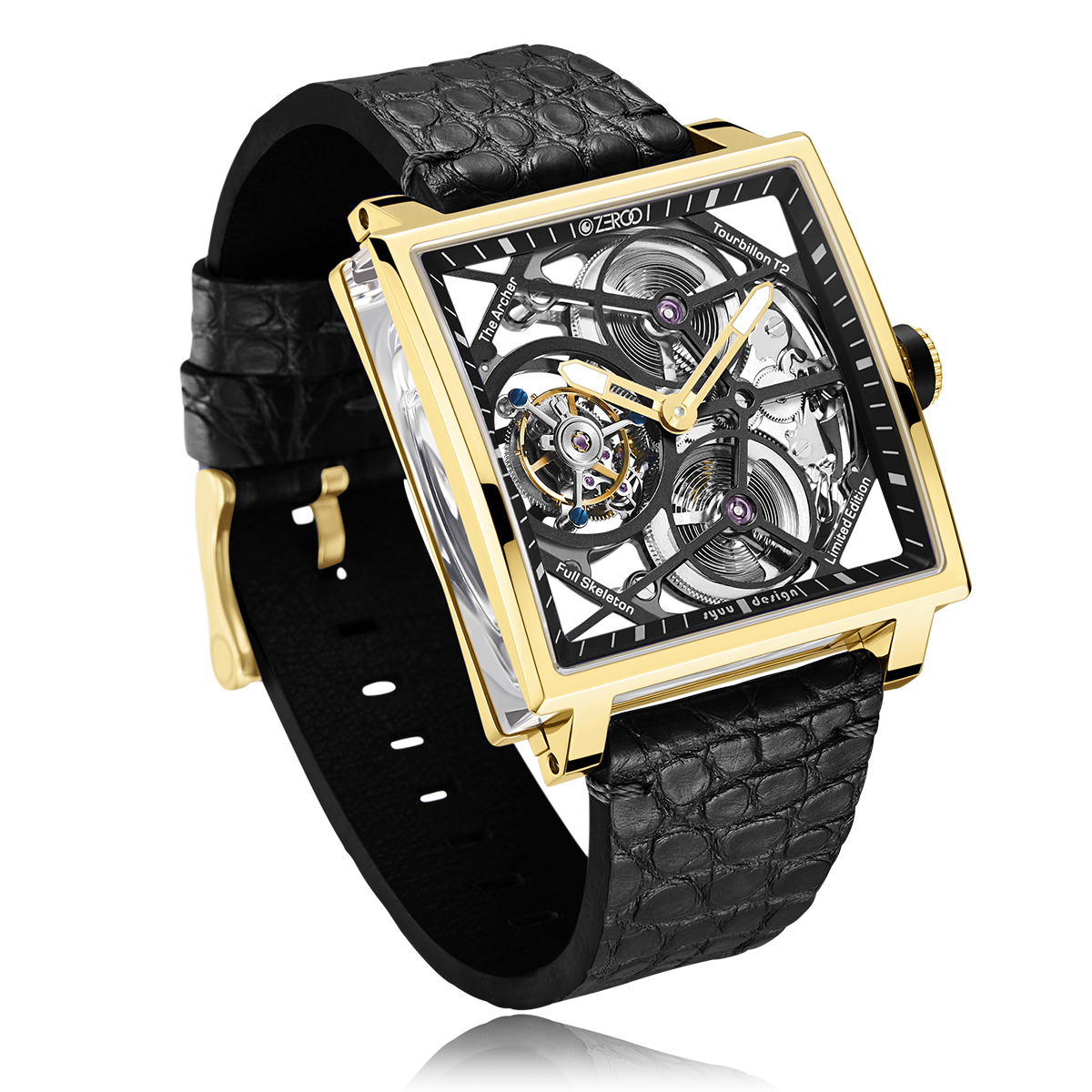 ZEROO T1 THE ARCHER
FULL SKELETON TOURBILLONMANUAL TOURBILLON WATCH FOR GENTS - ZT002GBK