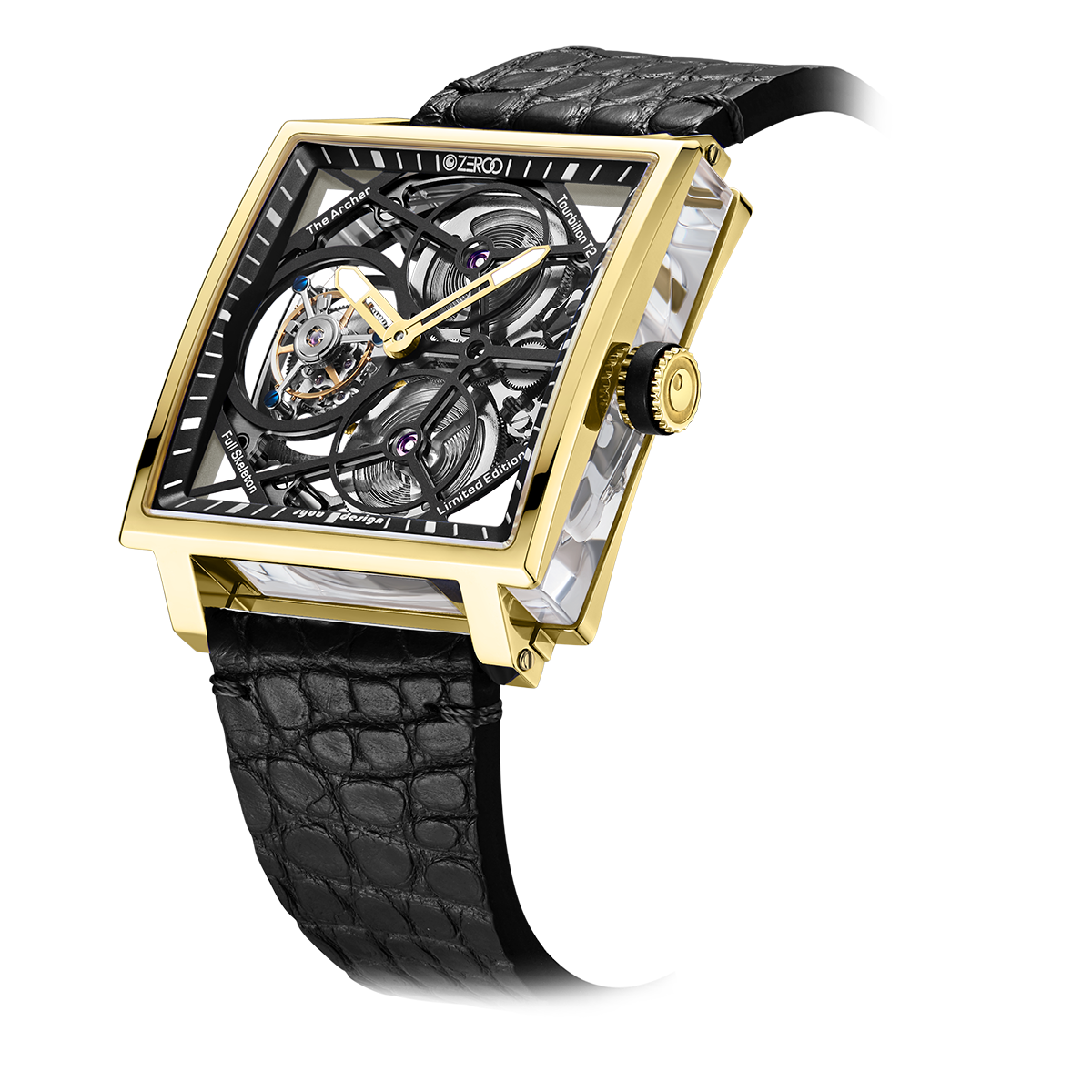 ZEROO T1 THE ARCHER
FULL SKELETON TOURBILLONMANUAL TOURBILLON WATCH FOR GENTS - ZT002GBK