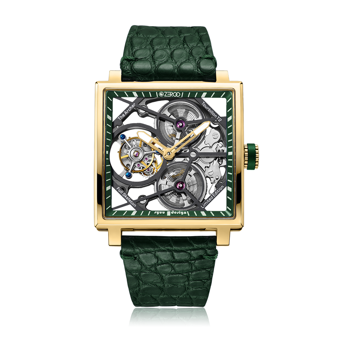 ZEROO T1 THE ARCHER
FULL SKELETON TOURBILLONMANUAL TOURBILLON WATCH FOR GENTS - ZT002GGR