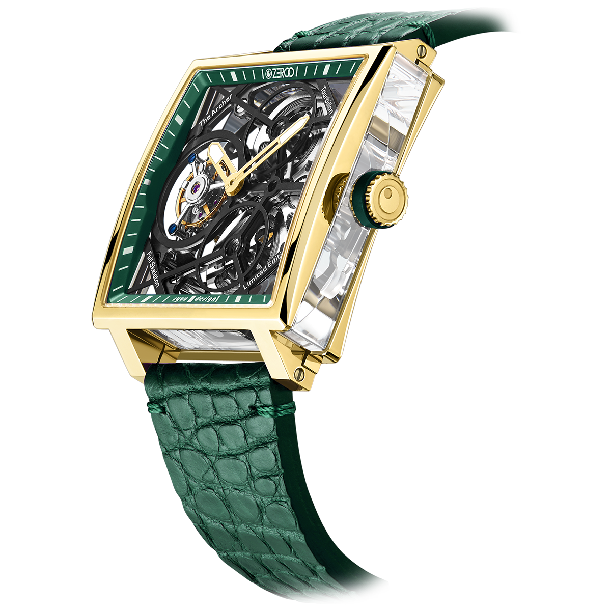 ZEROO T1 THE ARCHER FULL SKELETON TOURBILLONMANUAL TOURBILLON WATCH FOR GENTS - ZT002GGR
