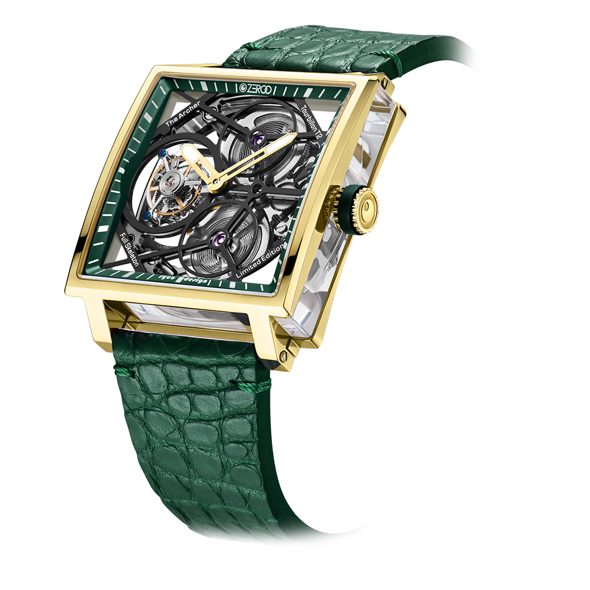 ZEROO T1 THE ARCHER FULL SKELETON TOURBILLONMANUAL TOURBILLON WATCH FOR GENTS - ZT002GGR