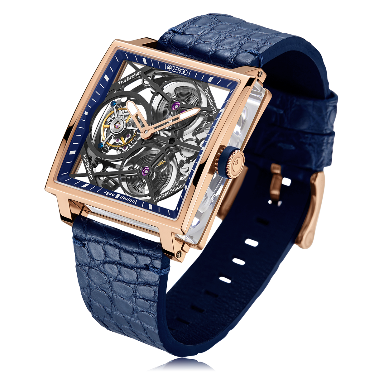 ZEROO T1 THE ARCHER FULL SKELETON TOURBILLONMANUAL TOURBILLON WATCH FOR GENTS - ZT002RBL