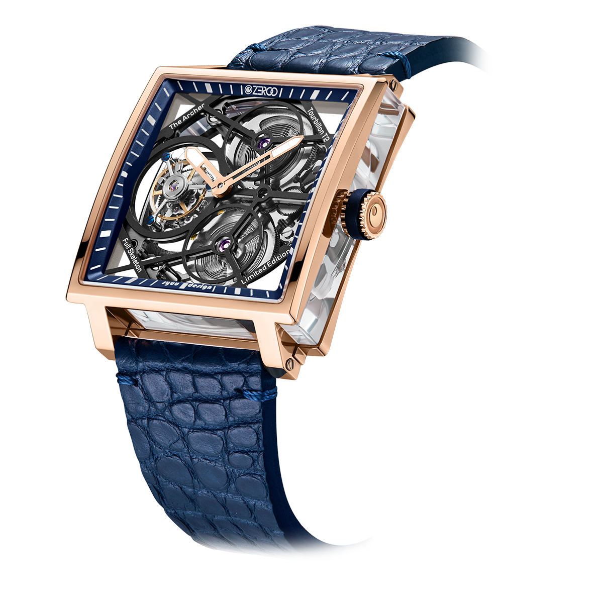 ZEROO T1 THE ARCHER FULL SKELETON TOURBILLONMANUAL TOURBILLON WATCH FOR GENTS - ZT002RBL