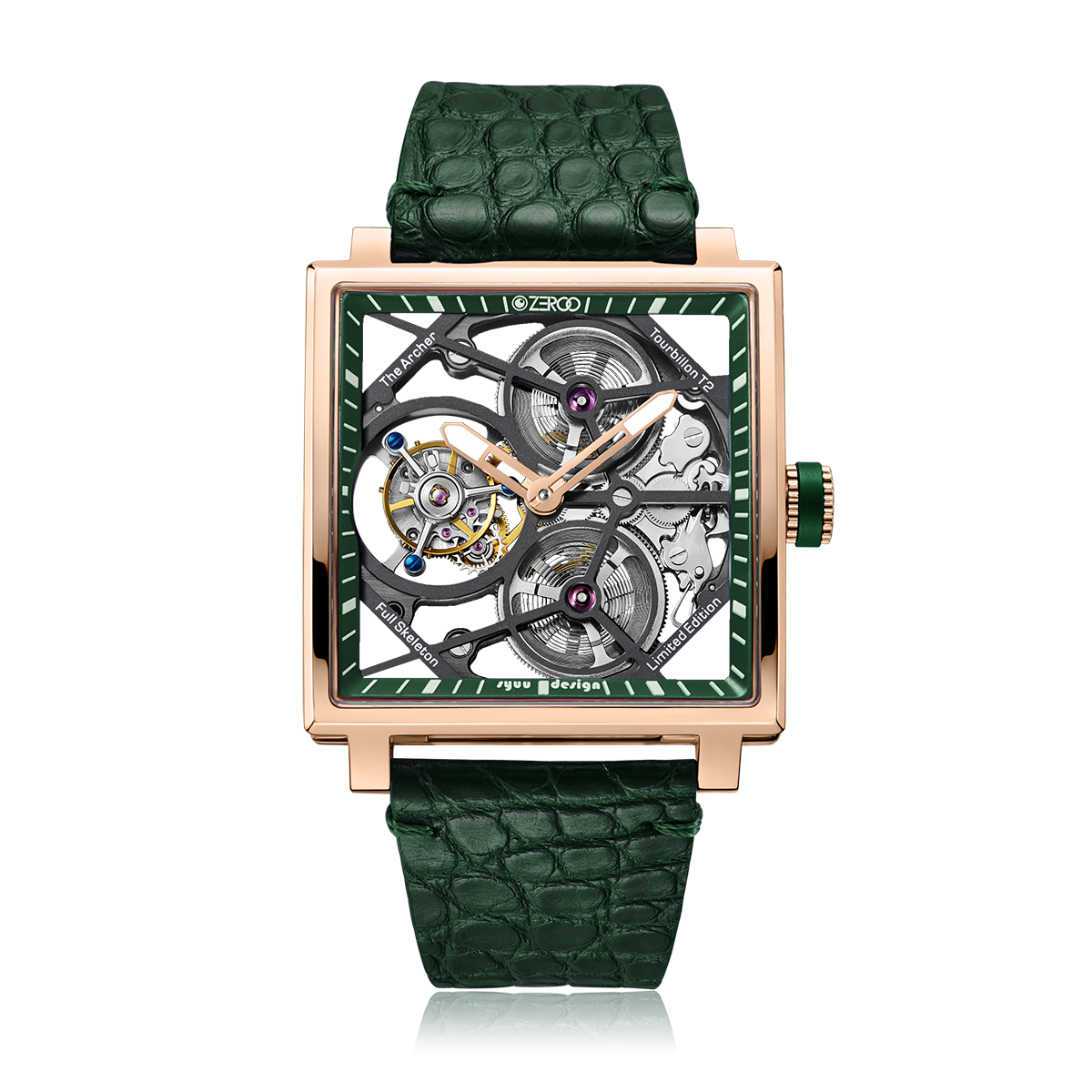 ZEROO T1 THE ARCHER FULL SKELETON TOURBILLONMANUAL TOURBILLON WATCH FOR GENTS - ZT002RGR