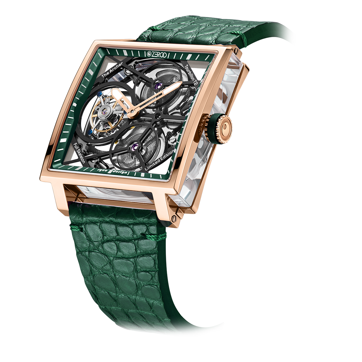 ZEROO T1 THE ARCHER FULL SKELETON TOURBILLONMANUAL TOURBILLON WATCH FOR GENTS - ZT002RGR