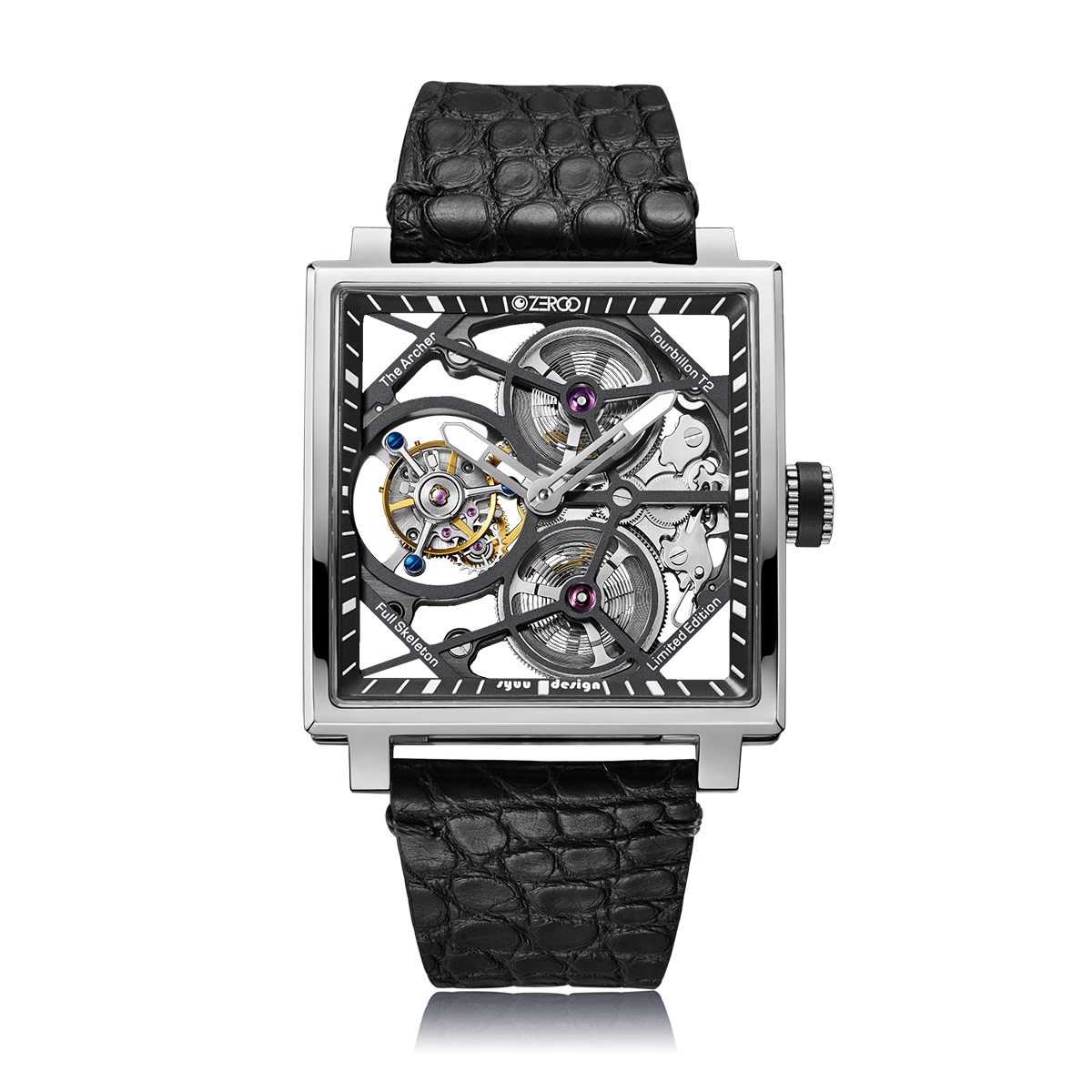 ZEROO T1 THE ARCHER FULL SKELETON TOURBILLONMANUAL TOURBILLON WATCH FOR GENTS - ZT002SBK