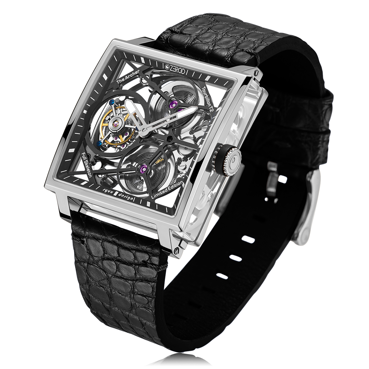 ZEROO T1 THE ARCHER FULL SKELETON TOURBILLONMANUAL TOURBILLON WATCH FOR GENTS - ZT002SBK