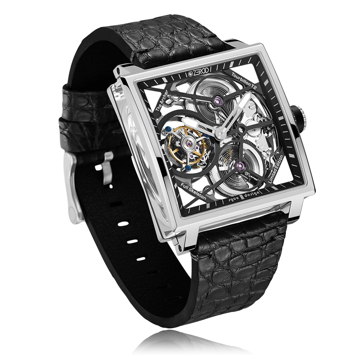 ZEROO T1 THE ARCHER FULL SKELETON TOURBILLONMANUAL TOURBILLON WATCH FOR GENTS - ZT002SBK