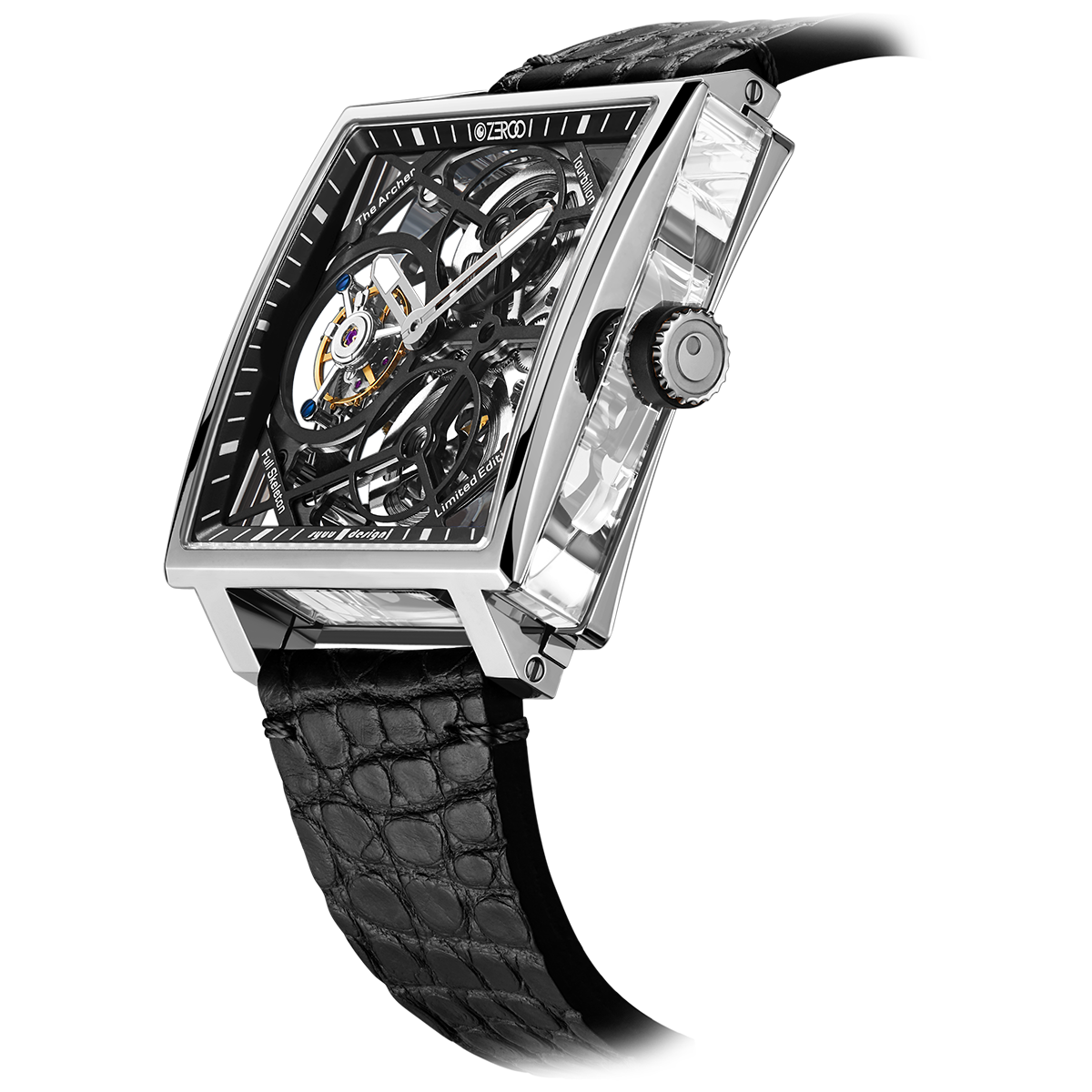 ZEROO T1 THE ARCHER FULL SKELETON TOURBILLONMANUAL TOURBILLON WATCH FOR GENTS - ZT002SBK