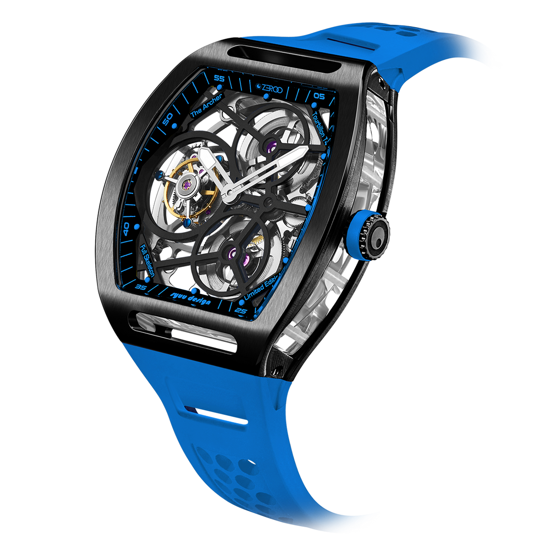 ZEROO T4 THE ARCHER
FULL SKELETON TOURBILLONMANUAL TOURBILLON WATCH FOR GENTS - ZT004BLB