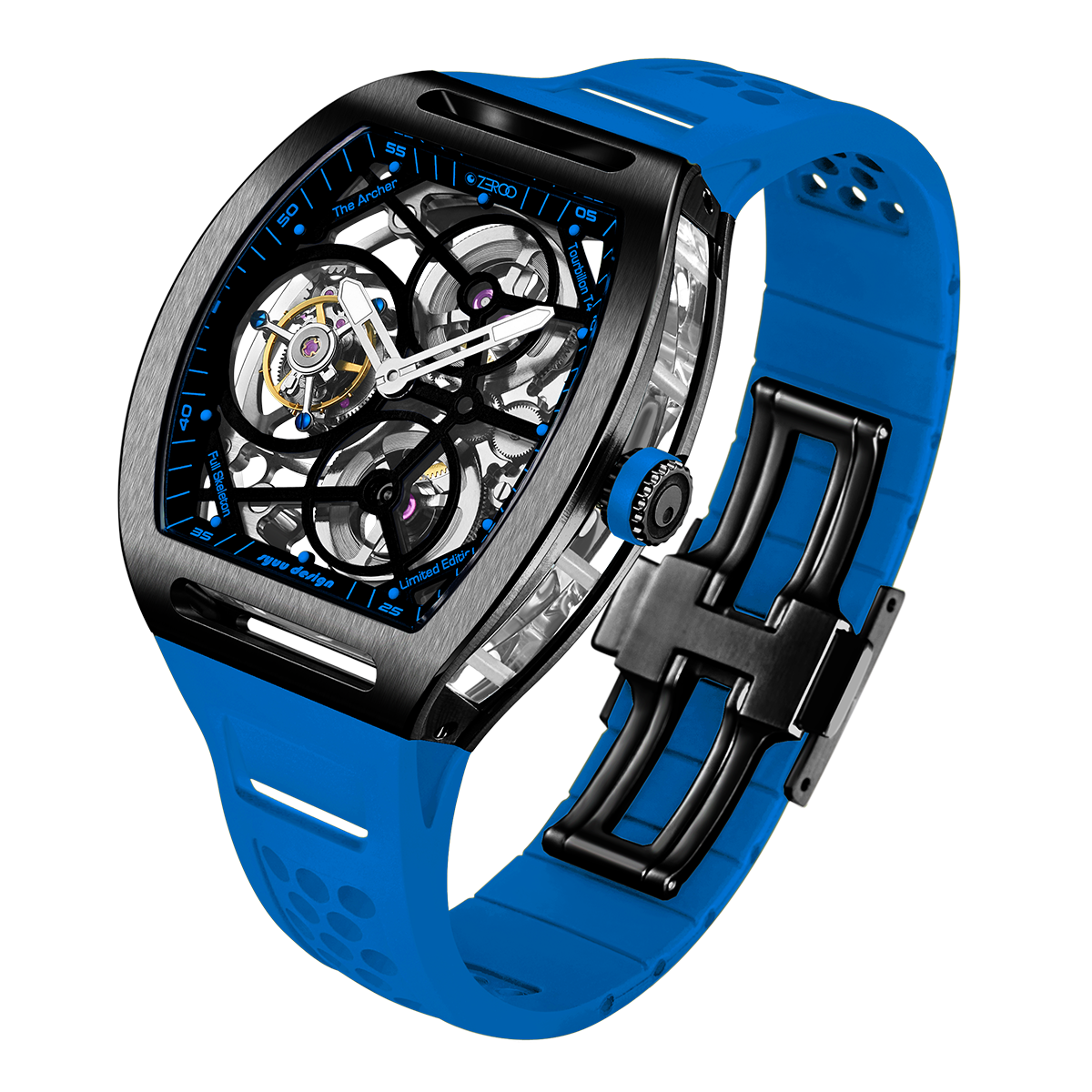ZEROO T4 THE ARCHER FULL SKELETON TOURBILLONMANUAL TOURBILLON WATCH FOR GENTS - ZT004BLB