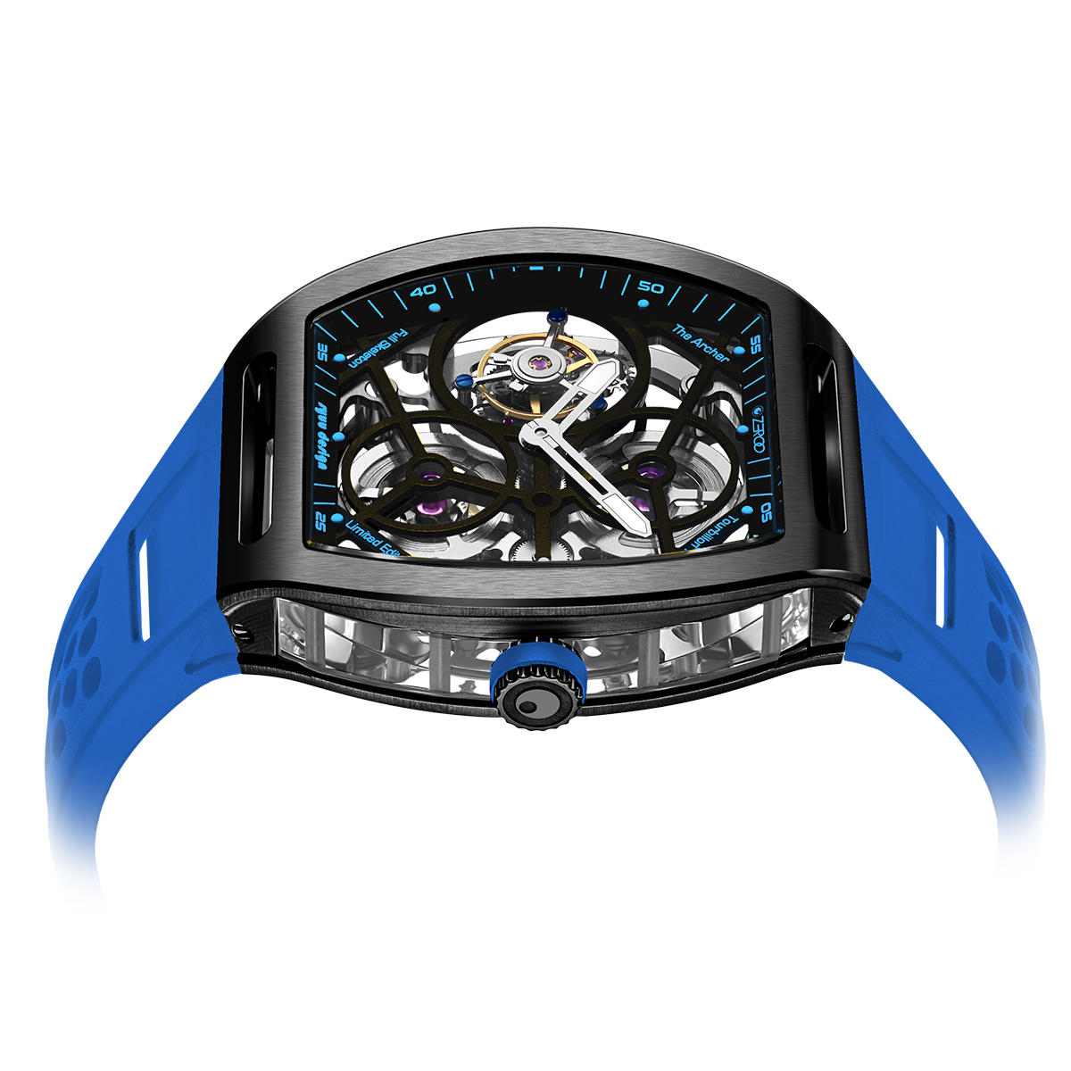ZEROO T4 THE ARCHER FULL SKELETON TOURBILLONMANUAL TOURBILLON WATCH FOR GENTS - ZT004BLB