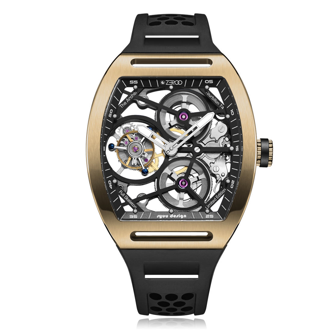 ZEROO T4 THE ARCHER
FULL SKELETON TOURBILLONMANUAL TOURBILLON WATCH FOR GENTS - ZT004GBK