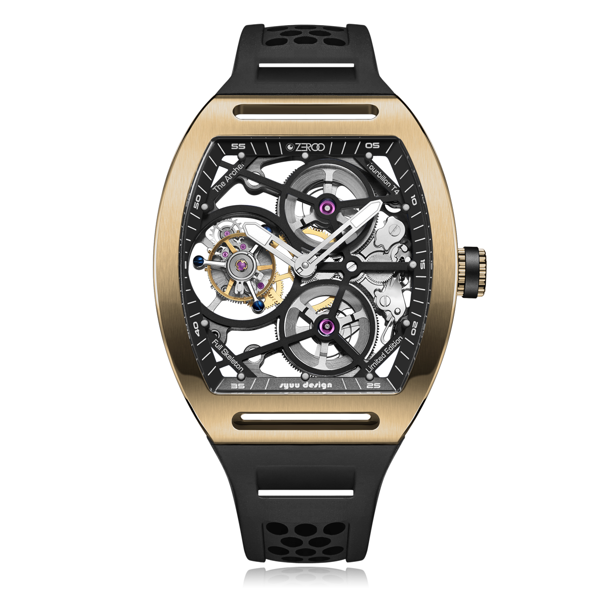 ZEROO T4 THE ARCHER FULL SKELETON TOURBILLONMANUAL TOURBILLON WATCH FOR GENTS - ZT004GBK