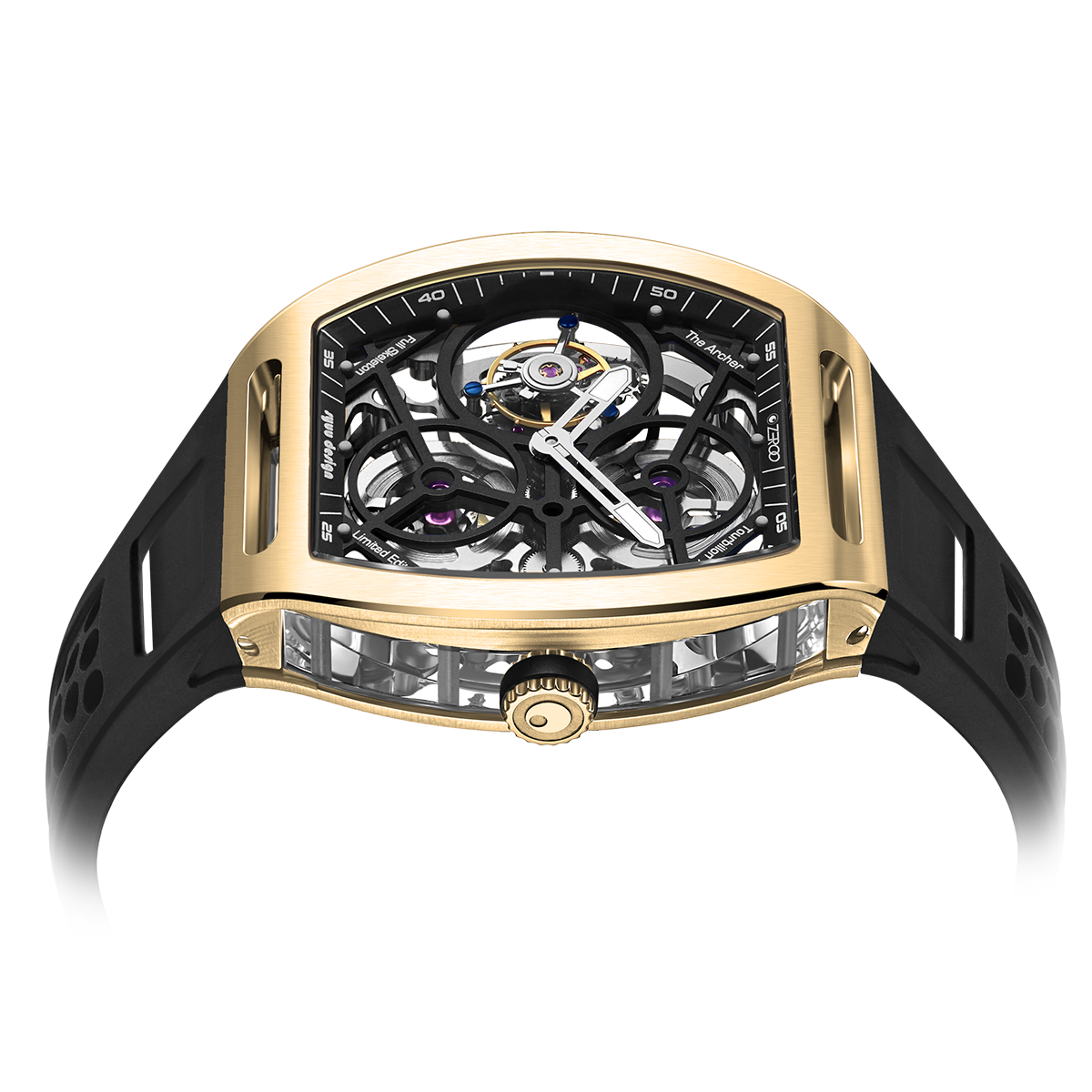 ZEROO T4 THE ARCHER FULL SKELETON TOURBILLONMANUAL TOURBILLON WATCH FOR GENTS - ZT004GBK