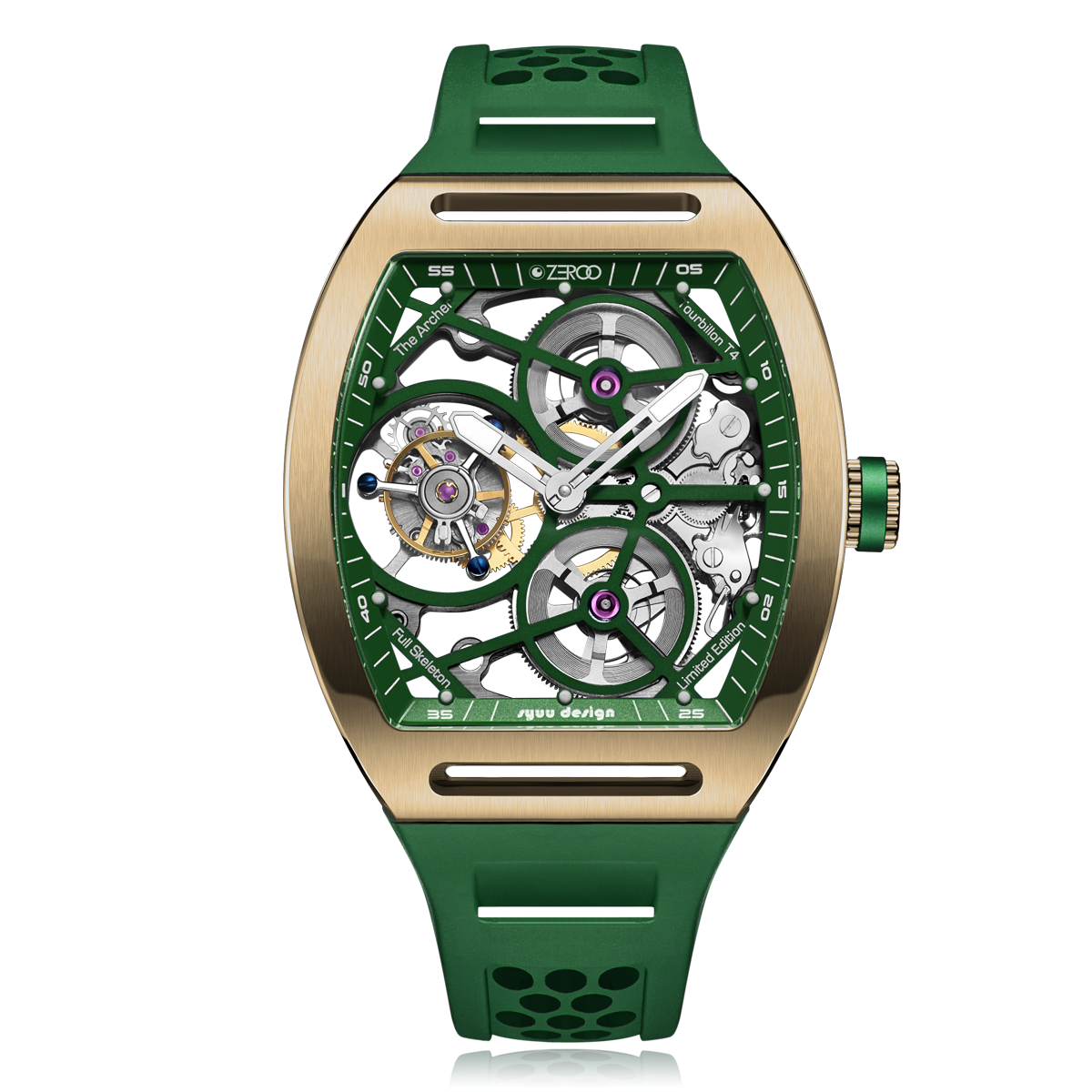 ZEROO T4 THE ARCHER
FULL SKELETON TOURBILLONMANUAL TOURBILLON WATCH FOR GENTS - ZT004GGR