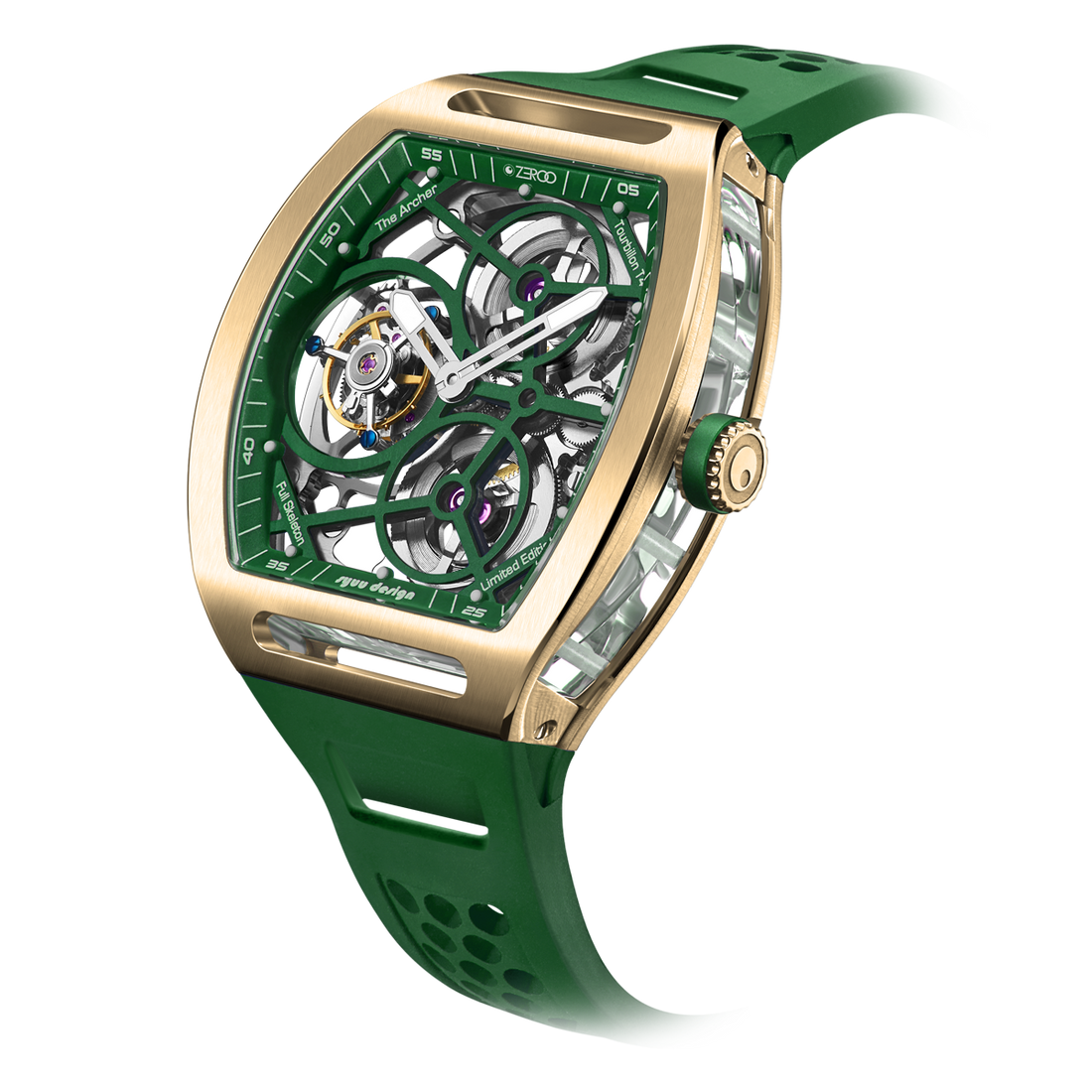 ZEROO T4 THE ARCHER
FULL SKELETON TOURBILLONMANUAL TOURBILLON WATCH FOR GENTS - ZT004GGR