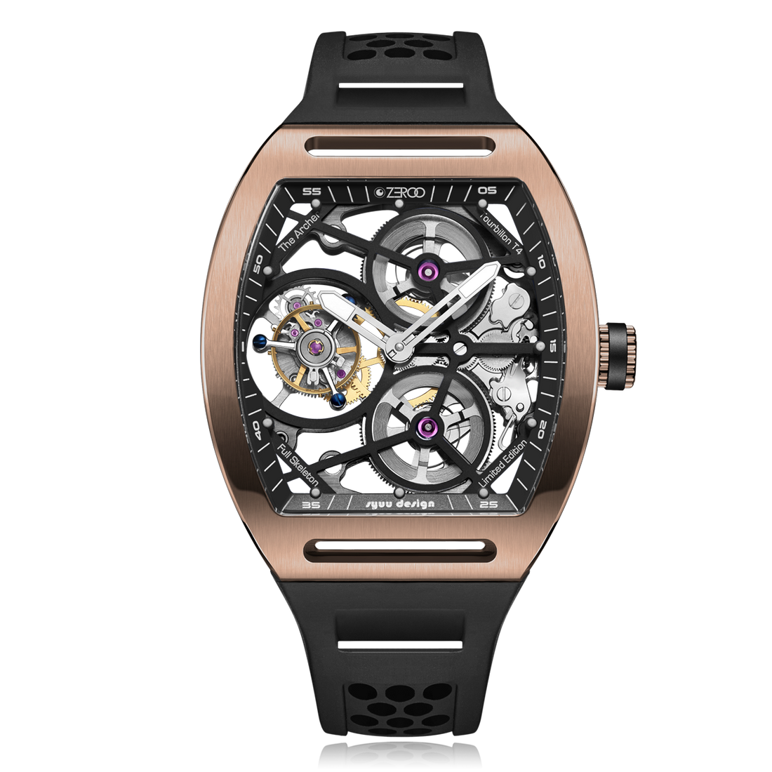 ZEROO T4 THE ARCHER
FULL SKELETON TOURBILLONMANUAL TOURBILLON WATCH FOR GENTS - ZT004RBK