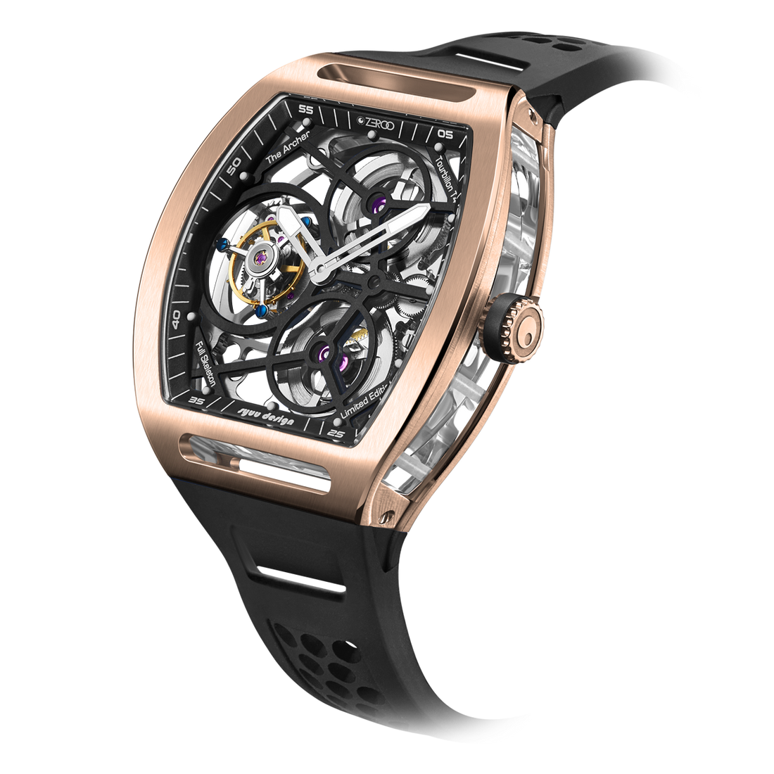 ZEROO T4 THE ARCHER
FULL SKELETON TOURBILLONMANUAL TOURBILLON WATCH FOR GENTS - ZT004RBK