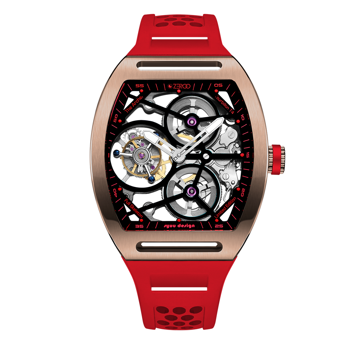 ZEROO T4 THE ARCHER
FULL SKELETON TOURBILLONMANUAL TOURBILLON WATCH FOR GENTS - ZT004RRD