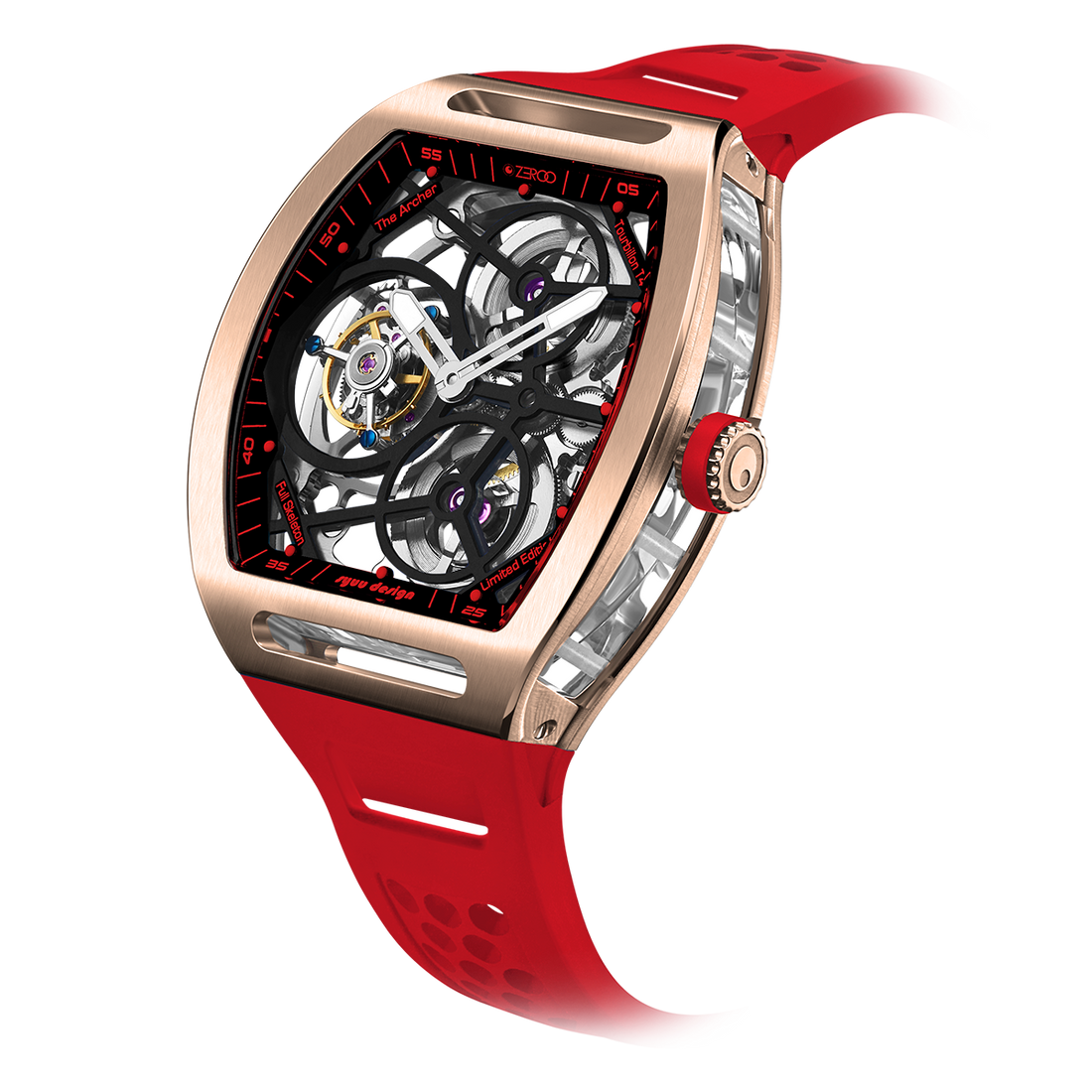 ZEROO T4 THE ARCHER
FULL SKELETON TOURBILLONMANUAL TOURBILLON WATCH FOR GENTS - ZT004RRD