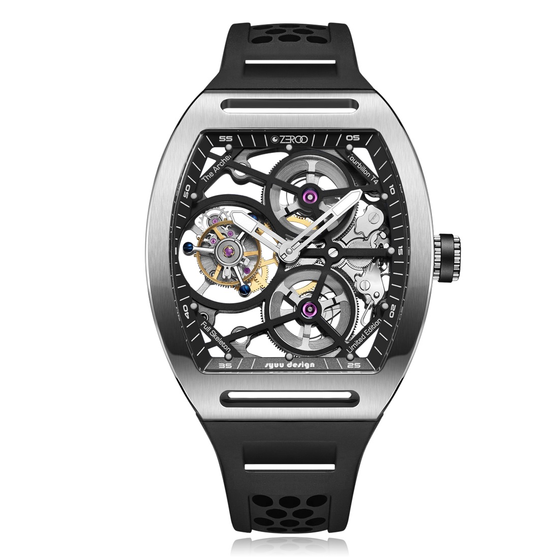 ZEROO T4 THE ARCHER
FULL SKELETON TOURBILLONMANUAL TOURBILLON WATCH FOR GENTS - ZT004SBK