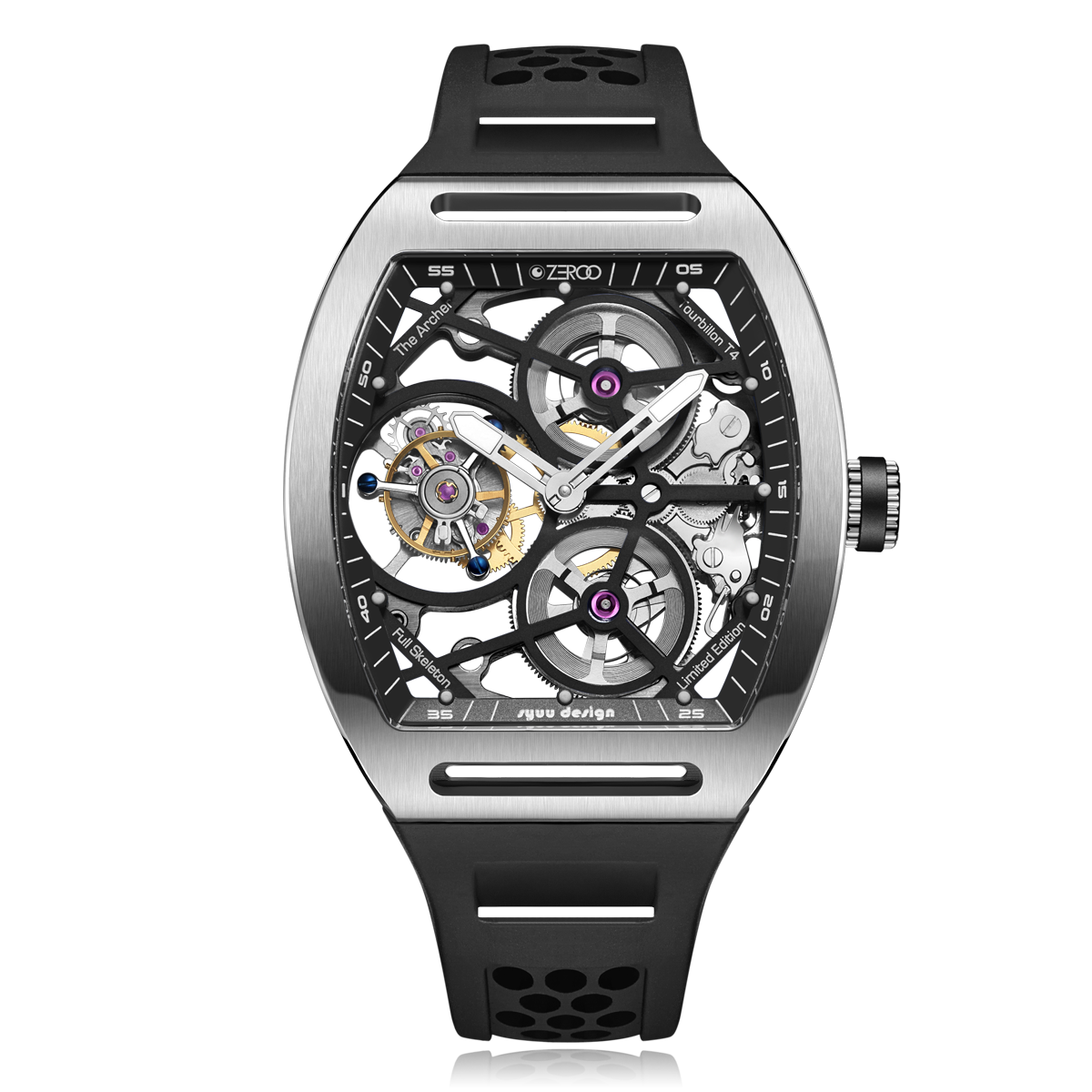 ZEROO T4 THE ARCHER FULL SKELETON TOURBILLONMANUAL TOURBILLON WATCH FOR GENTS - ZT004SBK
