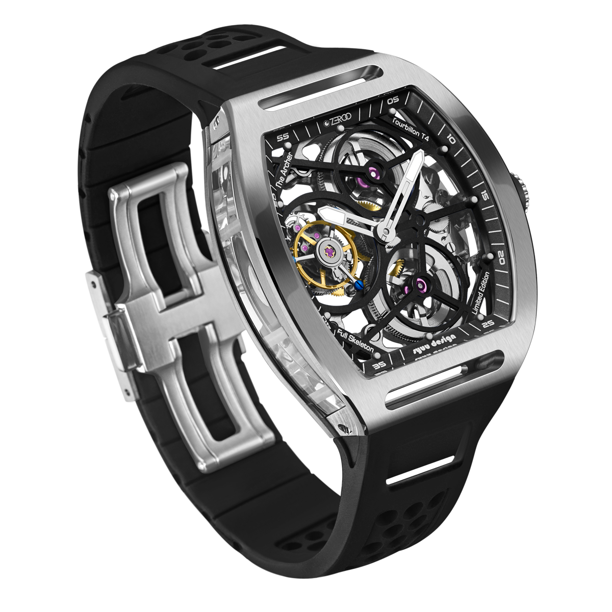ZEROO T4 THE ARCHER FULL SKELETON TOURBILLONMANUAL TOURBILLON WATCH FOR GENTS - ZT004SBK