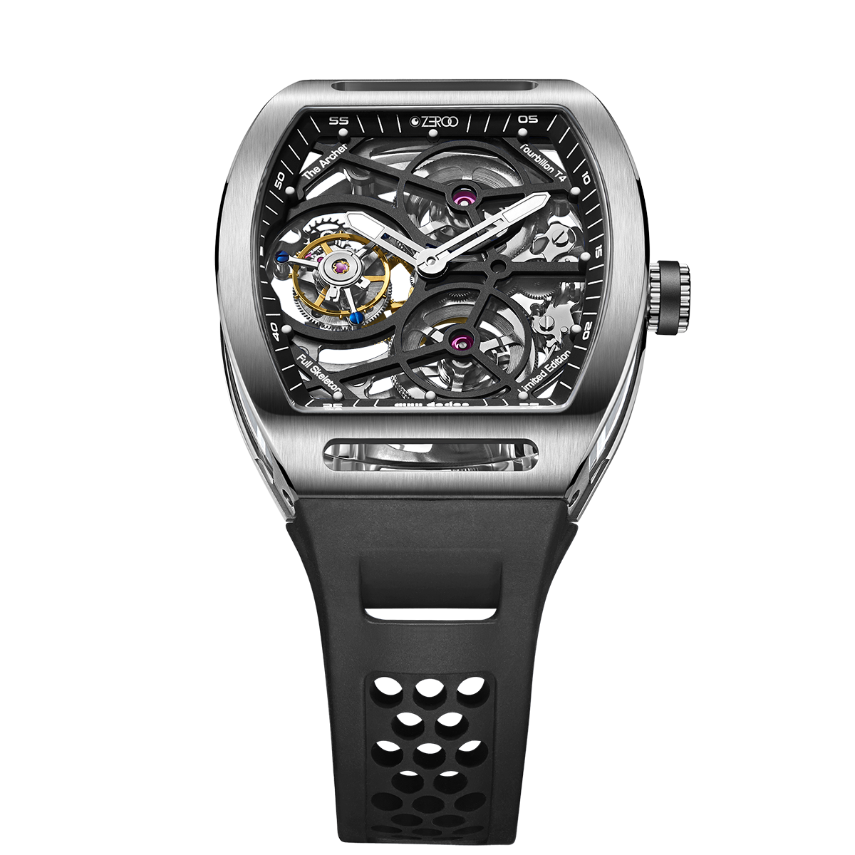 ZEROO T4 THE ARCHER FULL SKELETON TOURBILLONMANUAL TOURBILLON WATCH FOR GENTS - ZT004SBK
