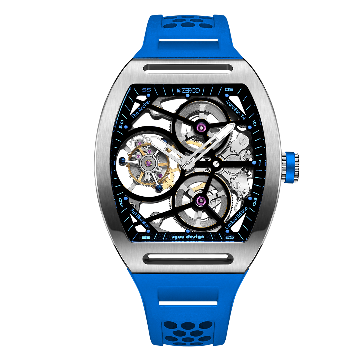 ZEROO T4 THE ARCHER FULL SKELETON TOURBILLONMANUAL TOURBILLON WATCH FOR GENTS - ZT004SLB