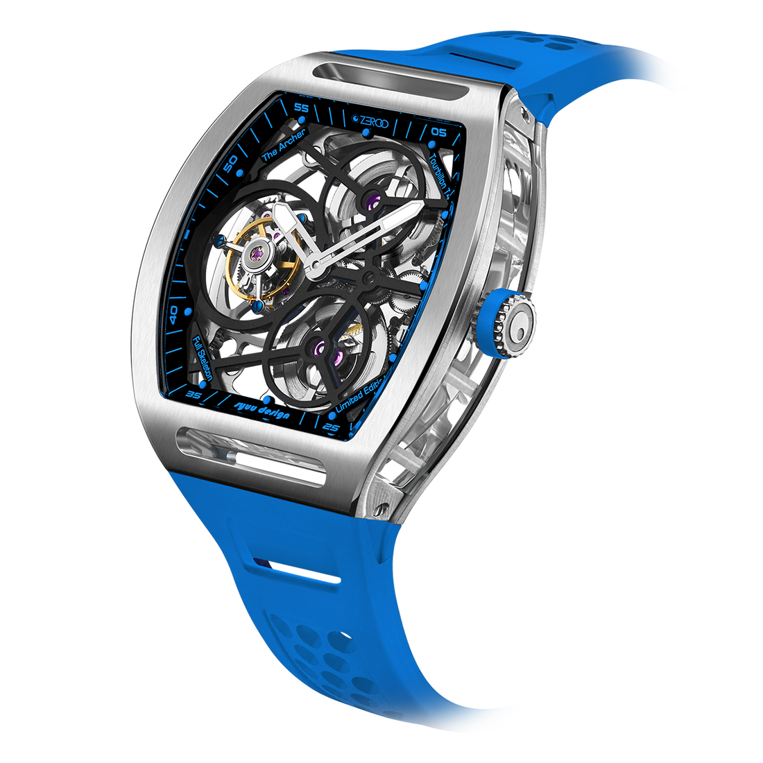 ZEROO T4 THE ARCHER
FULL SKELETON TOURBILLONMANUAL TOURBILLON WATCH FOR GENTS - ZT004SLB
