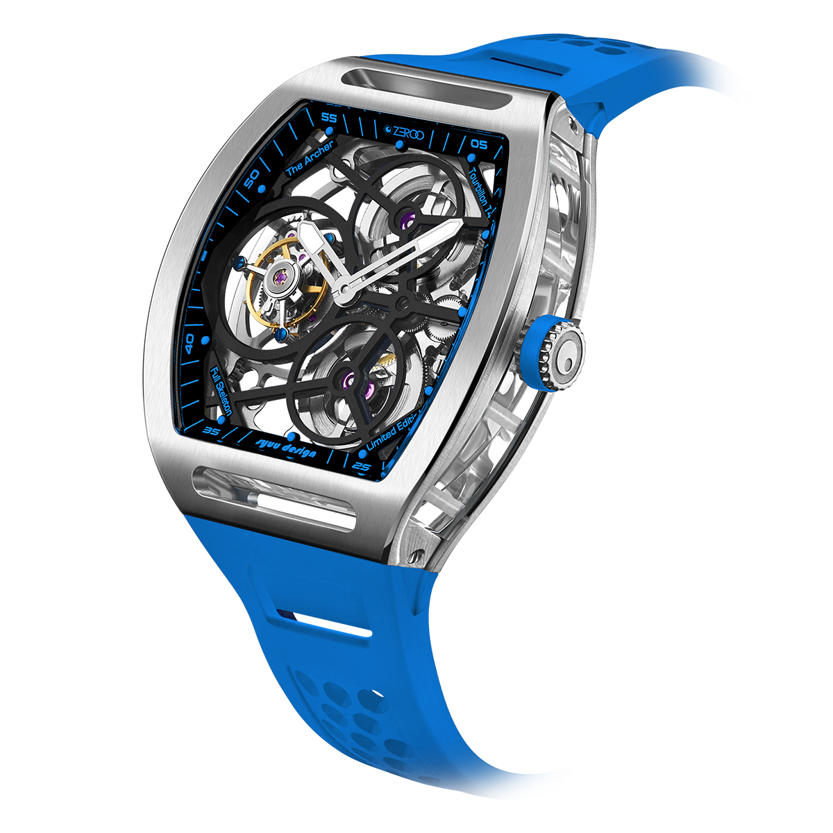 ZEROO T4 THE ARCHER FULL SKELETON TOURBILLONMANUAL TOURBILLON WATCH FOR GENTS - ZT004SLB