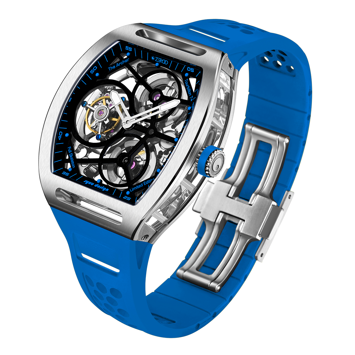 ZEROO T4 THE ARCHER FULL SKELETON TOURBILLONMANUAL TOURBILLON WATCH FOR GENTS - ZT004SLB