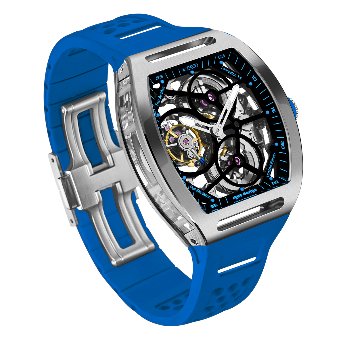 ZEROO T4 THE ARCHER FULL SKELETON TOURBILLONMANUAL TOURBILLON WATCH FOR GENTS - ZT004SLB