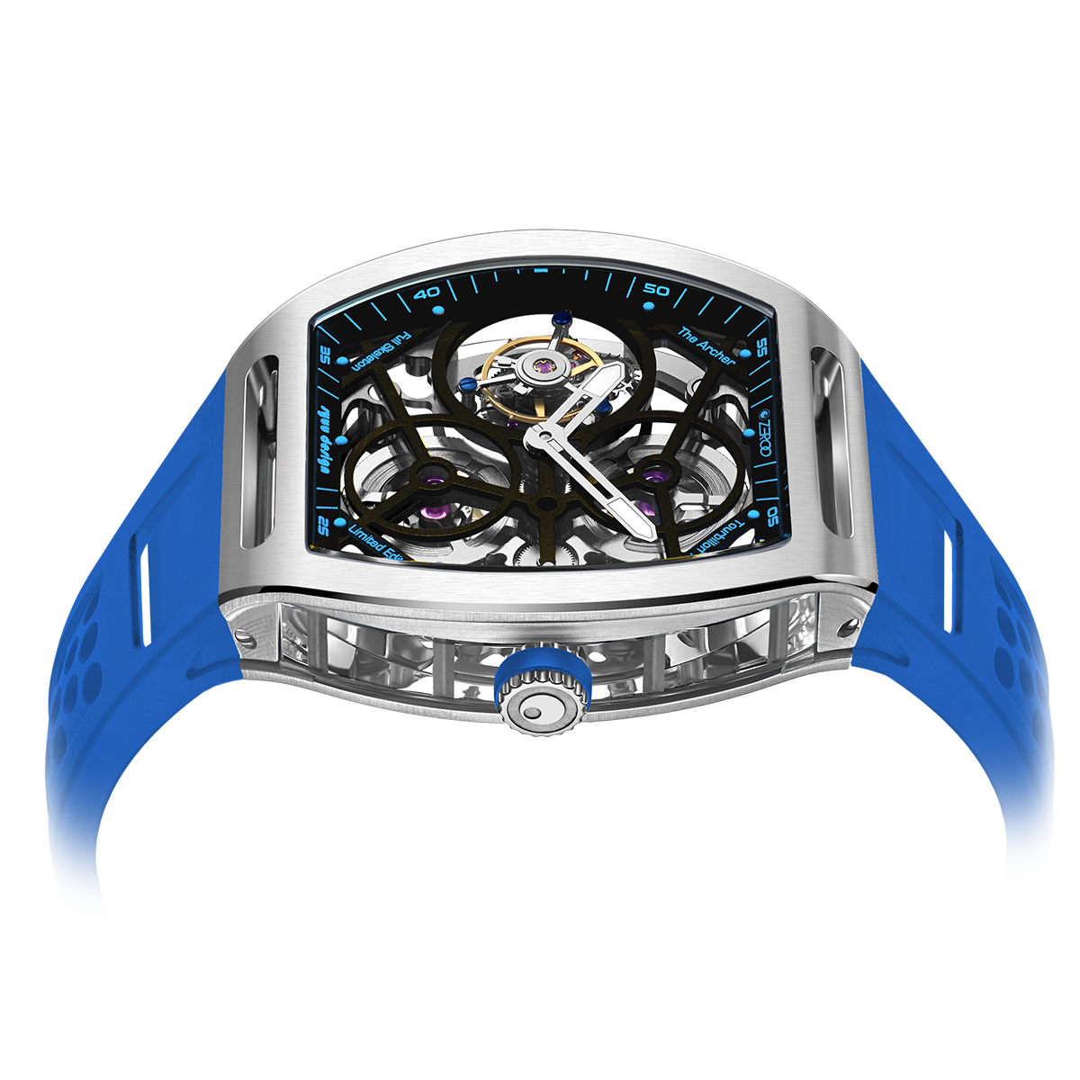 ZEROO T4 THE ARCHER FULL SKELETON TOURBILLONMANUAL TOURBILLON WATCH FOR GENTS - ZT004SLB