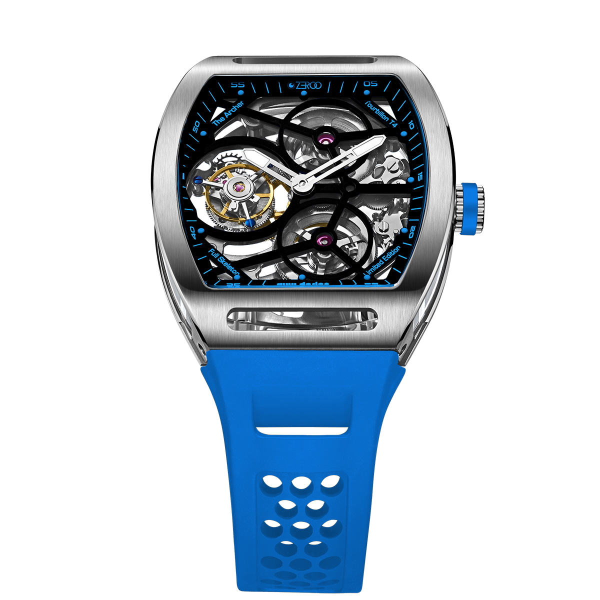 ZEROO T4 THE ARCHER FULL SKELETON TOURBILLONMANUAL TOURBILLON WATCH FOR GENTS - ZT004SLB