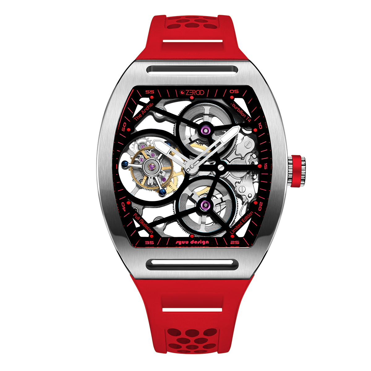 ZEROO T4 THE ARCHER
FULL SKELETON TOURBILLONMANUAL TOURBILLON WATCH FOR GENTS - ZT004SRD