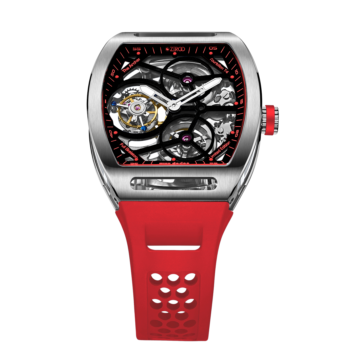 ZEROO T4 THE ARCHER
FULL SKELETON TOURBILLONMANUAL TOURBILLON WATCH FOR GENTS - ZT004SRD