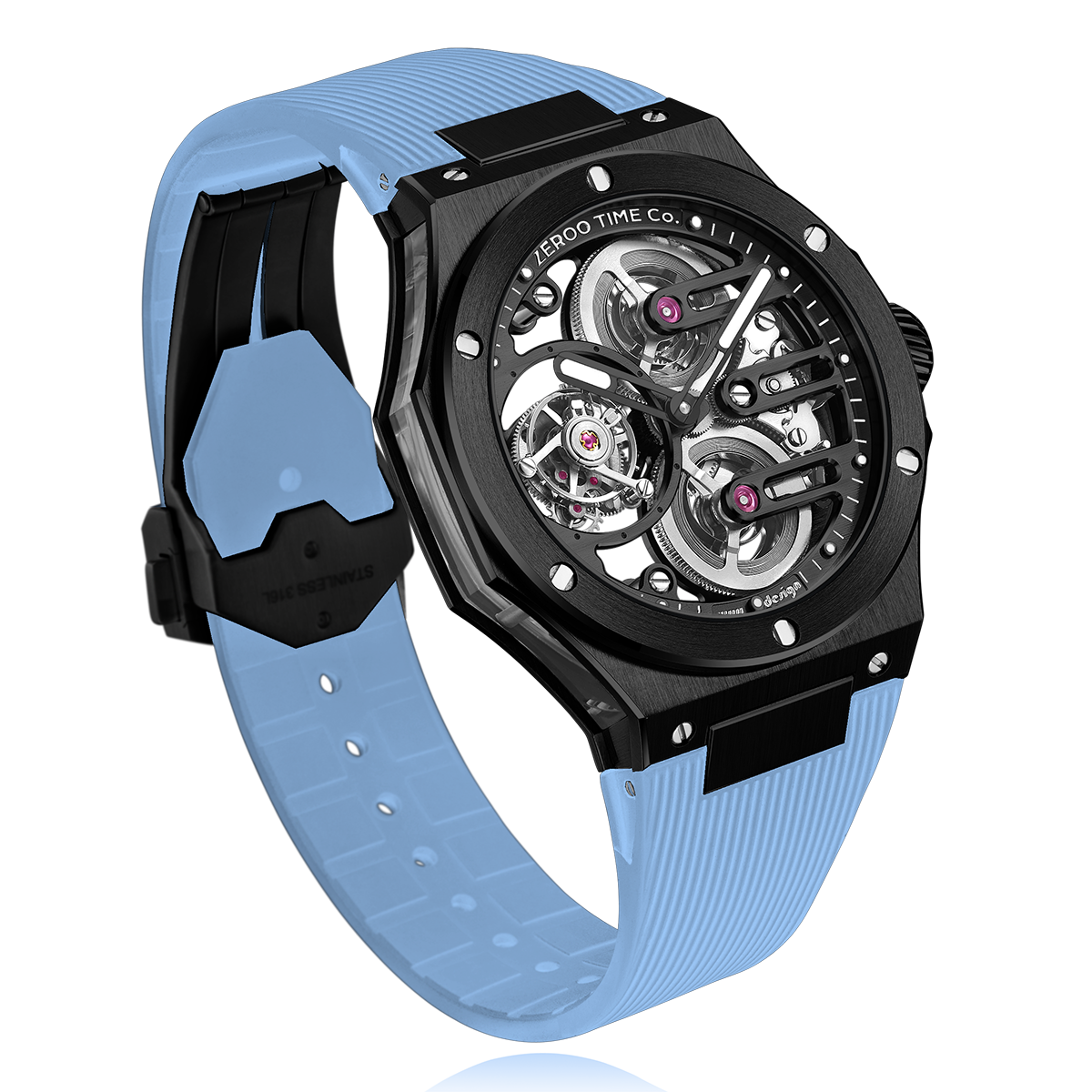 ZEROO T8 THE ORION FULL SKELETON TOURBILLONMANUAL TOURBILLON WATCH FOR GENTS - ZT008BBLB