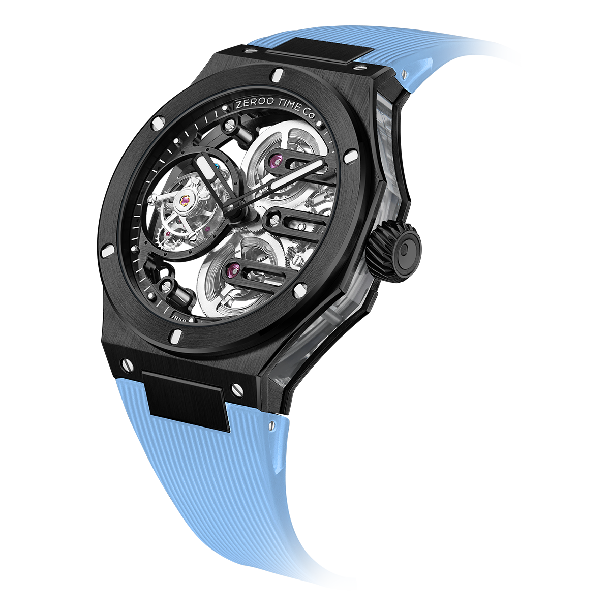 ZEROO T8 THE ORION FULL SKELETON TOURBILLONMANUAL TOURBILLON WATCH FOR GENTS - ZT008BBLB