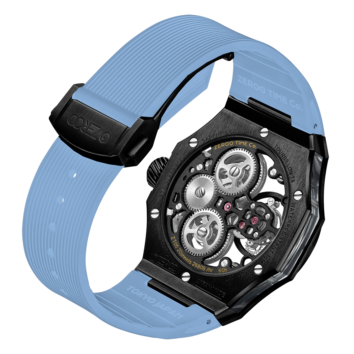 ZEROO T8 THE ORION FULL SKELETON TOURBILLONMANUAL TOURBILLON WATCH FOR GENTS - ZT008BBLB