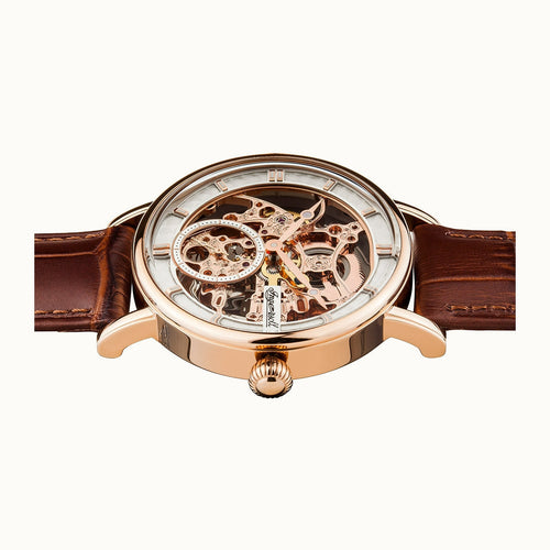 Ingersoll Mens The Herald Automatic Watch with a Skeleton Dial and a Brown Leather Strap - I00401B