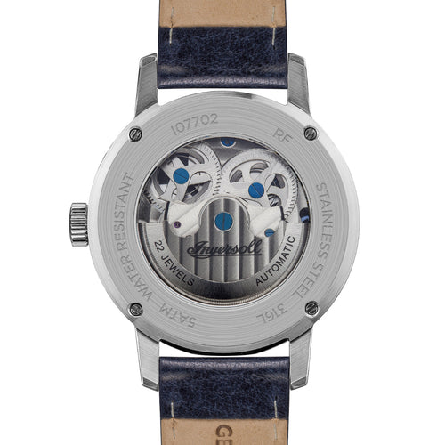 Ingersoll 1892 The Jazz Gents Automatic Watch with Silver Dial and Blue Leather Strap - I07702